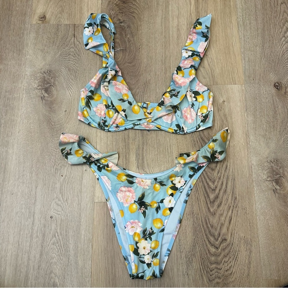 Victoria's Secret Blue and Pink Bikini Top